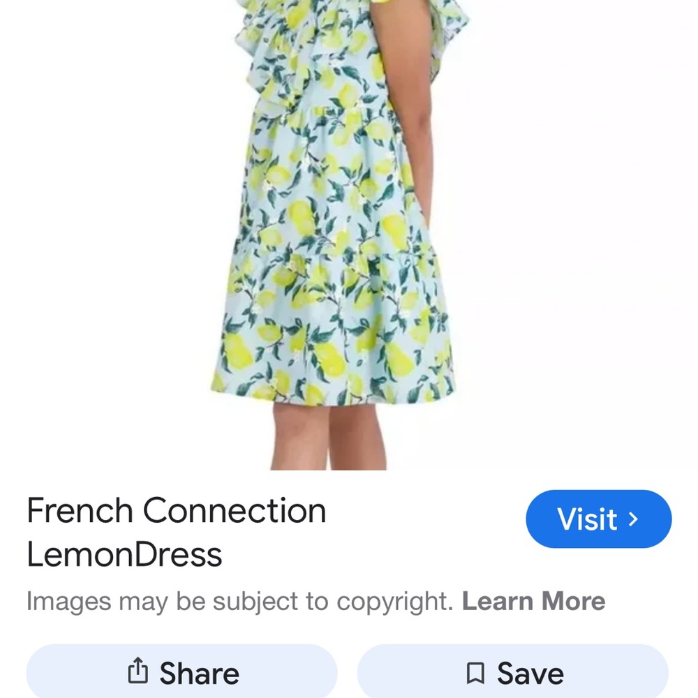 French Connection Kids Dress with Lemon and Leaf Print